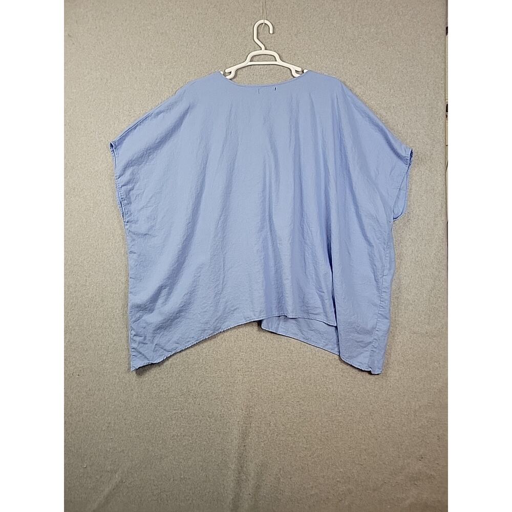 Ellos Linen Rayon Blue Lagenlook Oversized Button Up Tunic Top Women's Plus 4X - Picture 7 of 13